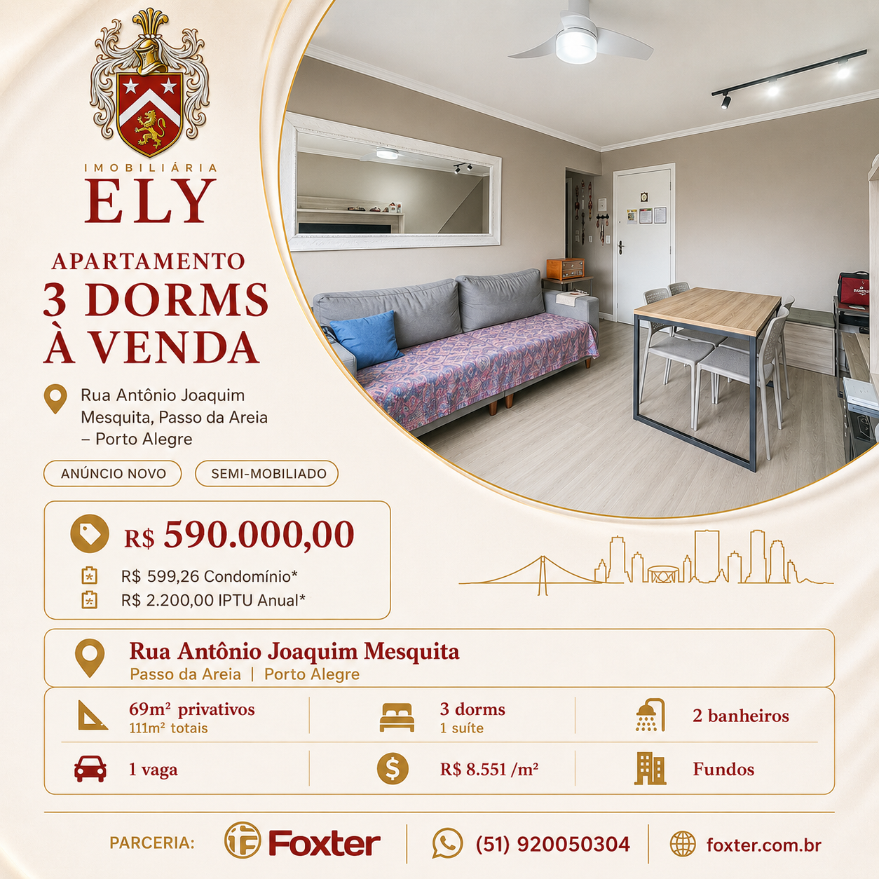Apartamento 3 Dorms no Passo da Areia
